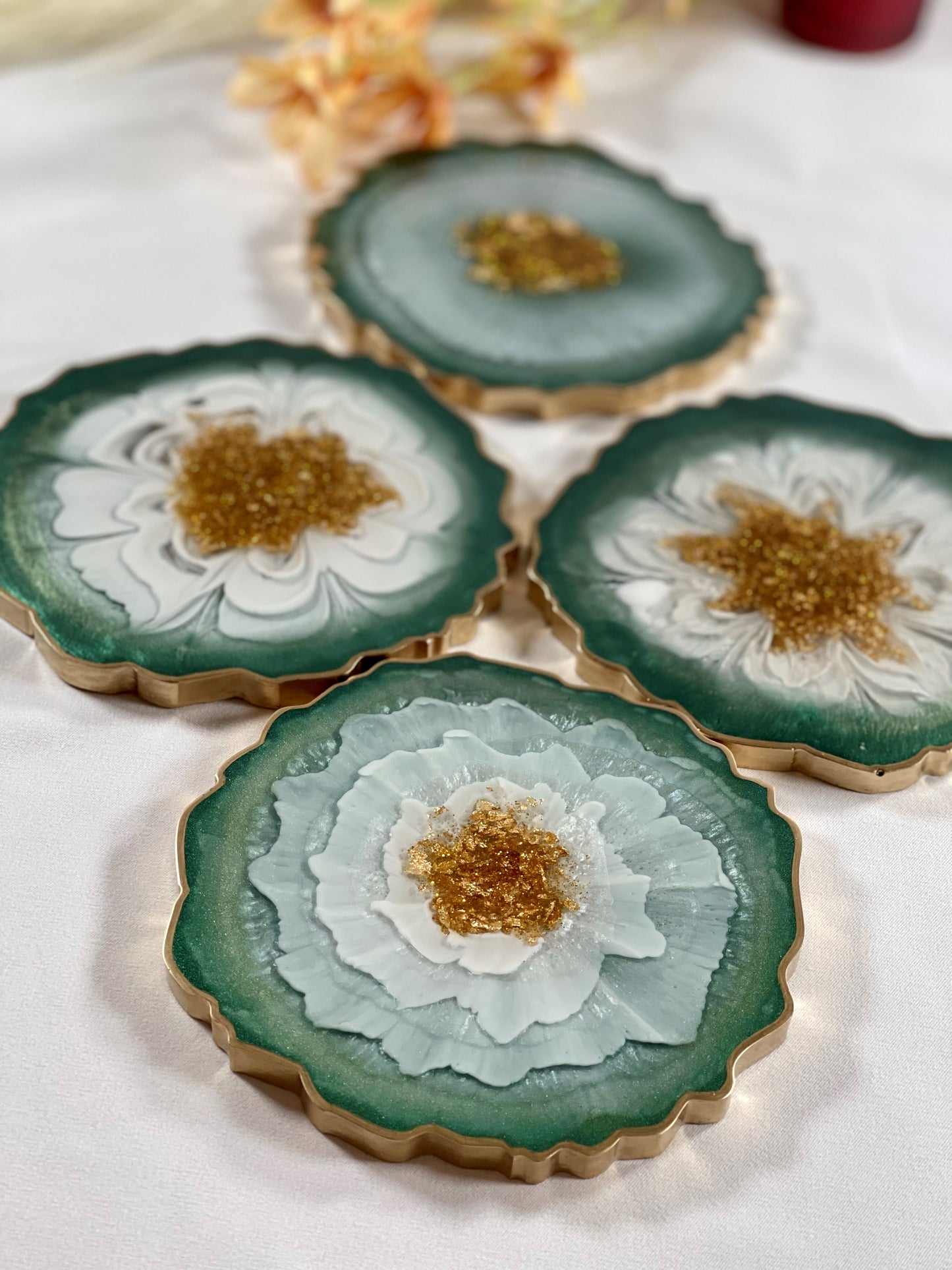 WONDERFUL GREEN & GOLD COASTER | DOUBLE-SIDED | HOME DECOR | HOME GIFT