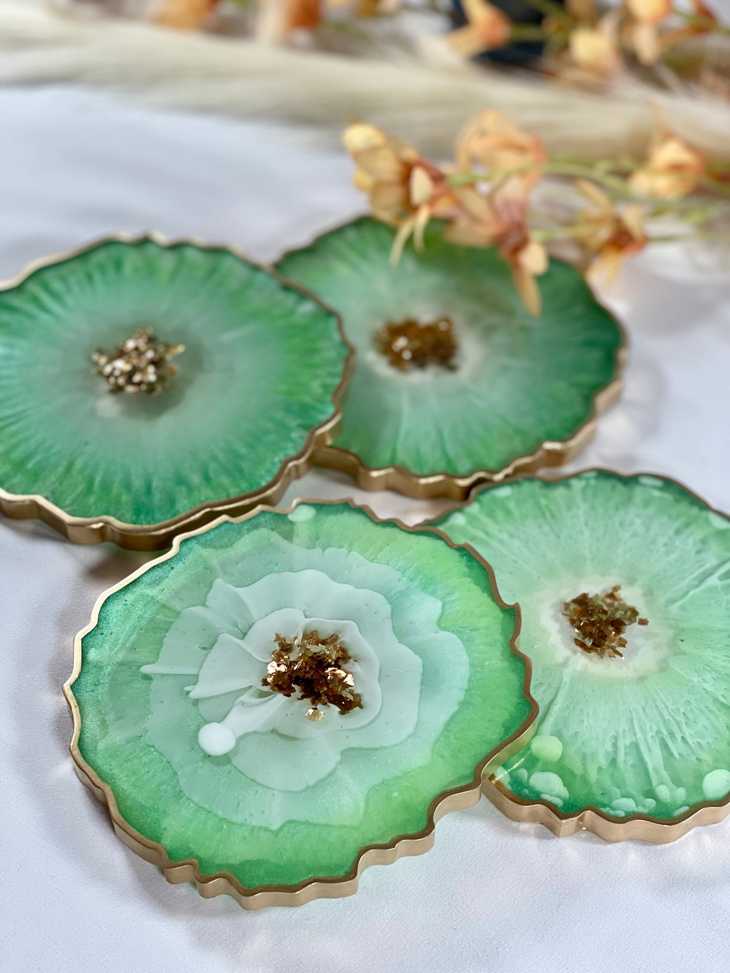 GORGEOUS LIGHT GREEN COASTER SET | HOME DECOR | HOME GIFT