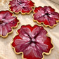Crimson Bloom Resin Coaster Set - Set of 4