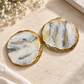Reversible Ivory Marble & Gold Resin Coasters - Set of 2