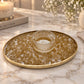 Crystal & Gold Resin Candle Holder - Tray Set