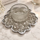 Silver Crystal Resin Candle Holder Tray Set