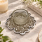 Silver Crystal Resin Candle Holder Tray Set