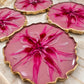 Blush Pink Floral Resin Coaster - Set of 4