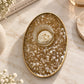 Crystal & Gold Resin Candle Holder - Tray Set