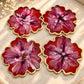 Crimson Bloom Resin Coaster Set - Set of 4