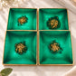 Emerald Green & Gold Resin Tray and Coaster Set - 5 Piece Set