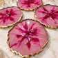 Blush Pink Floral Resin Coaster - Set of 4