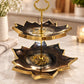Smoky Black & Gold Two-Tier Resin Serving Stand