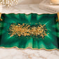Emerald Green & Gold Resin Tray and Coaster Set - 5 Piece Set