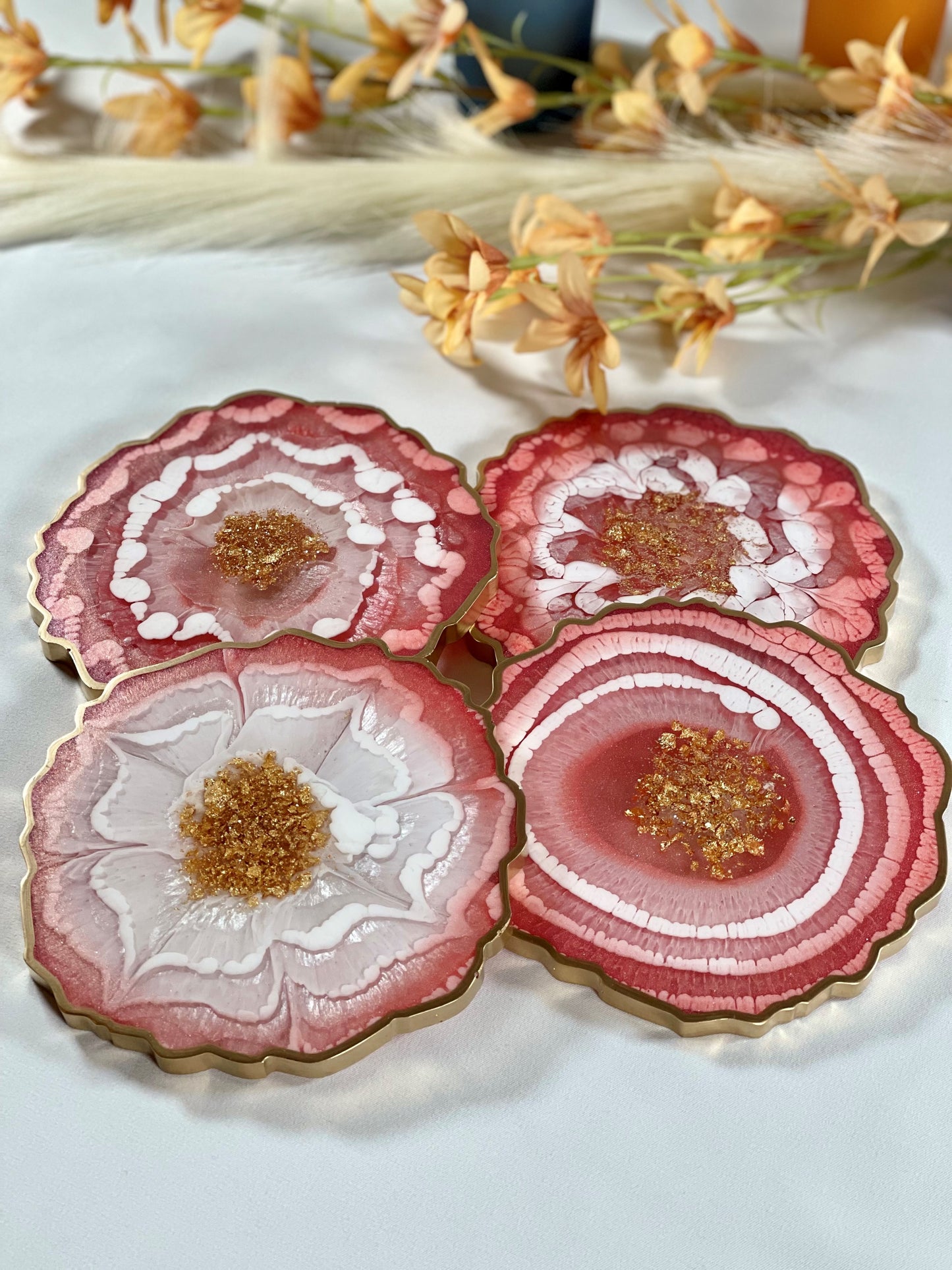 AMAZING APRICOT GOLD COASTER | DOUBLE-SIDED | HOME DECOR | HOME GIFT