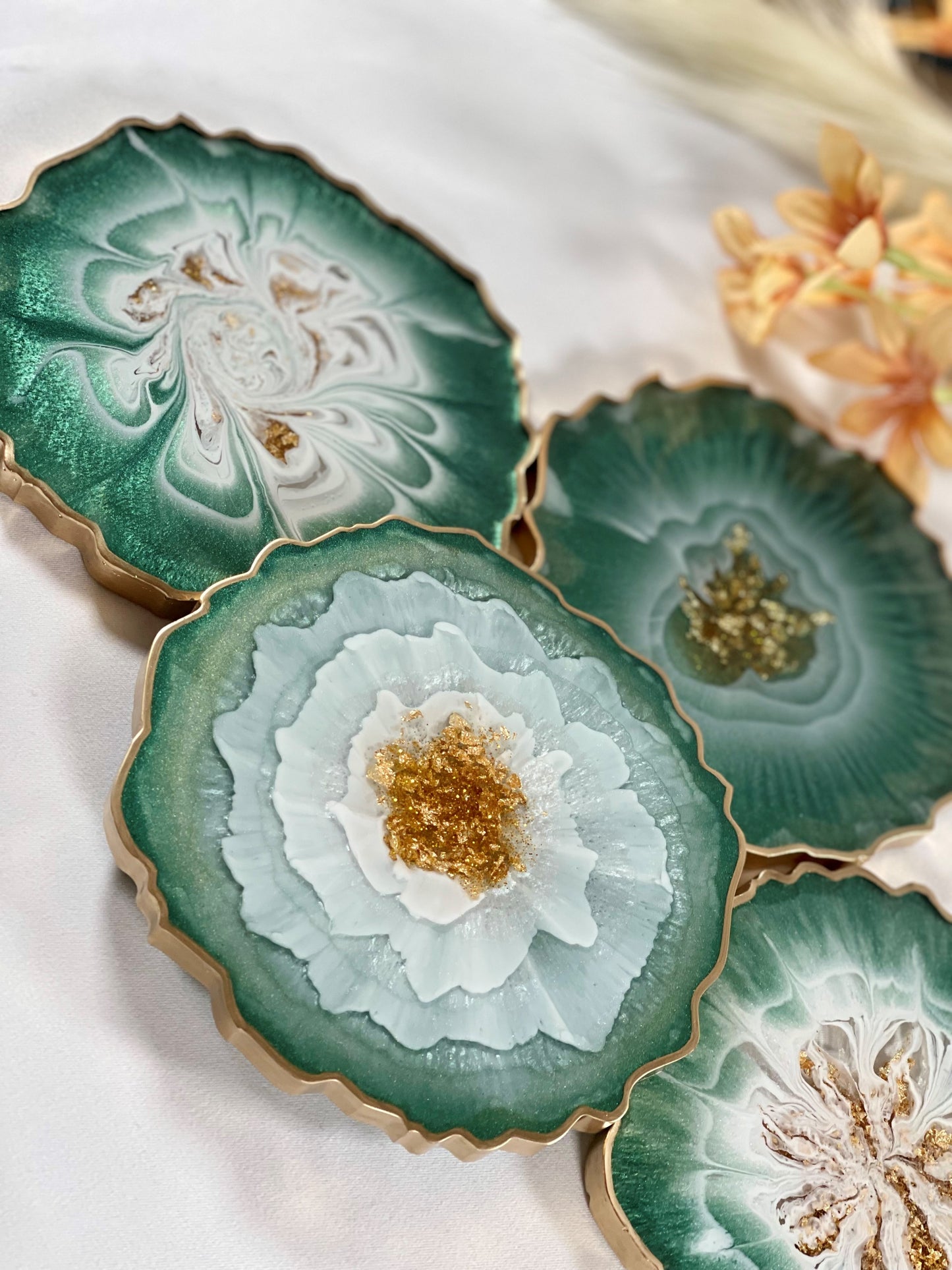 WONDERFUL GREEN & GOLD COASTER | DOUBLE-SIDED | HOME DECOR | HOME GIFT