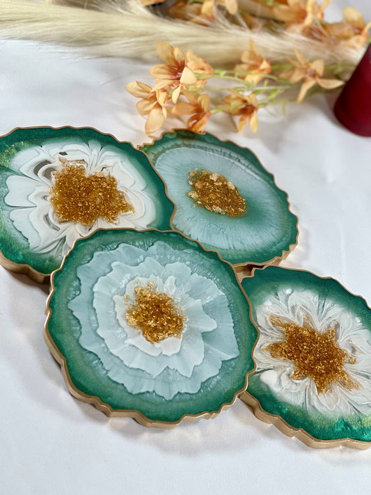 WONDERFUL GREEN & GOLD COASTER | DOUBLE-SIDED | HOME DECOR | HOME GIFT