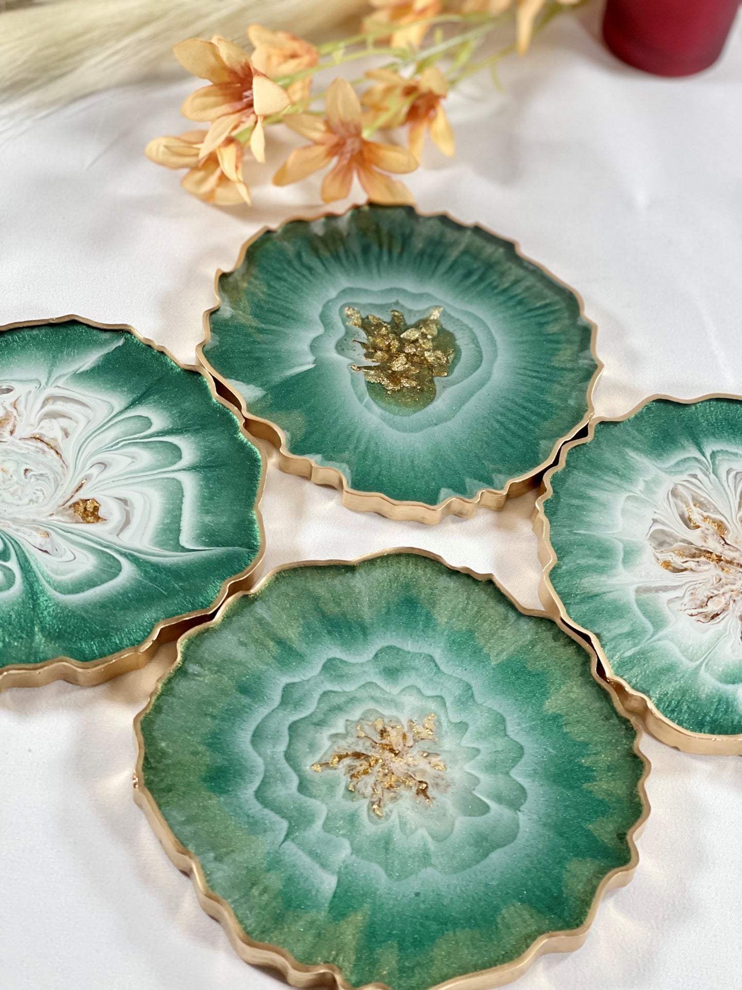 WONDERFUL GREEN & GOLD COASTER | DOUBLE-SIDED | HOME DECOR | HOME GIFT