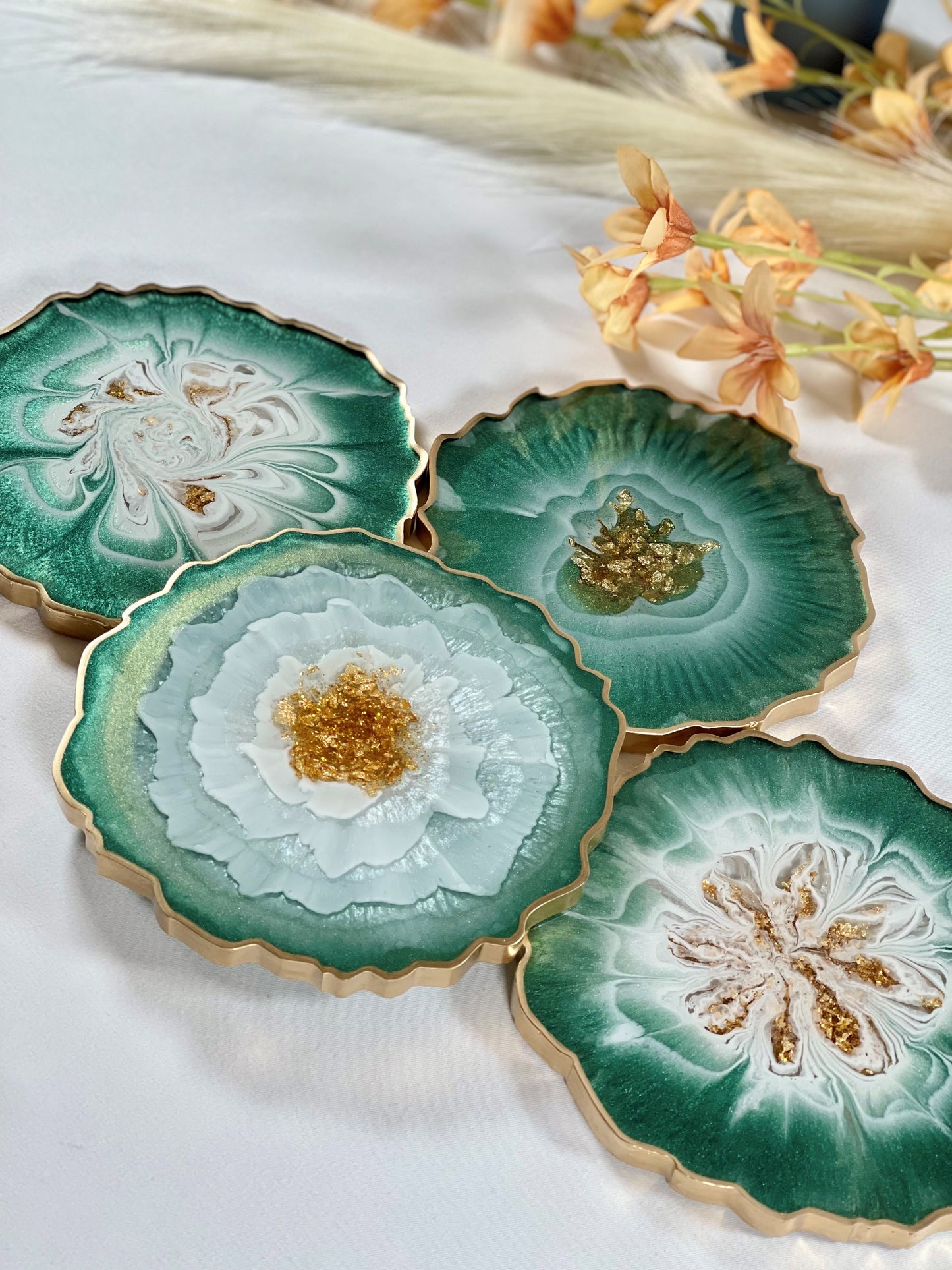 WONDERFUL GREEN & GOLD COASTER | DOUBLE-SIDED | HOME DECOR | HOME GIFT