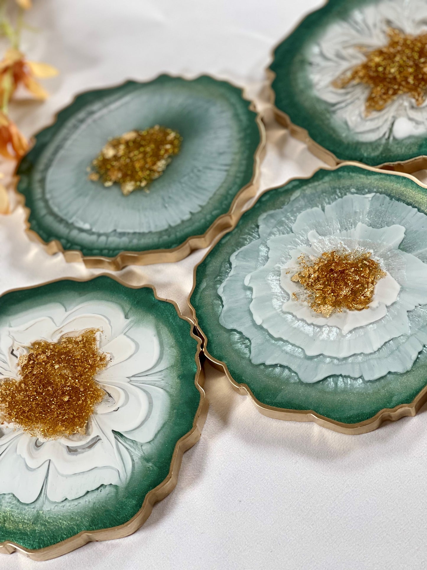 WONDERFUL GREEN & GOLD COASTER | DOUBLE-SIDED | HOME DECOR | HOME GIFT