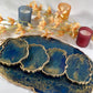 ABSTRACT BLUE & GOLD TRAY WITH COASTER SETS | HOME DECOR | HOME GIFT