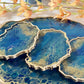 ABSTRACT BLUE & GOLD TRAY WITH COASTER SETS | HOME DECOR | HOME GIFT