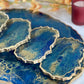 ABSTRACT BLUE & GOLD TRAY WITH COASTER SETS | HOME DECOR | HOME GIFT