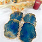 ABSTRACT BLUE & GOLD TRAY WITH COASTER SETS | HOME DECOR | HOME GIFT
