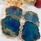 ABSTRACT BLUE & GOLD TRAY WITH COASTER SETS | HOME DECOR | HOME GIFT