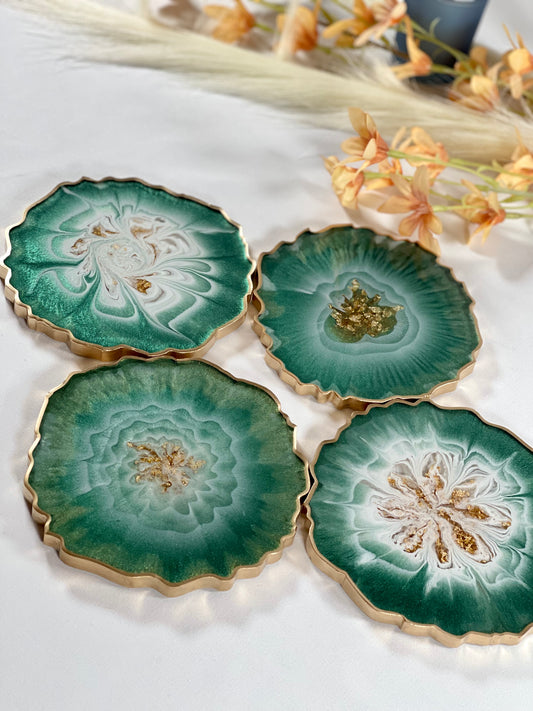 WONDERFUL GREEN & GOLD COASTER | DOUBLE-SIDED | HOME DECOR | HOME GIFT